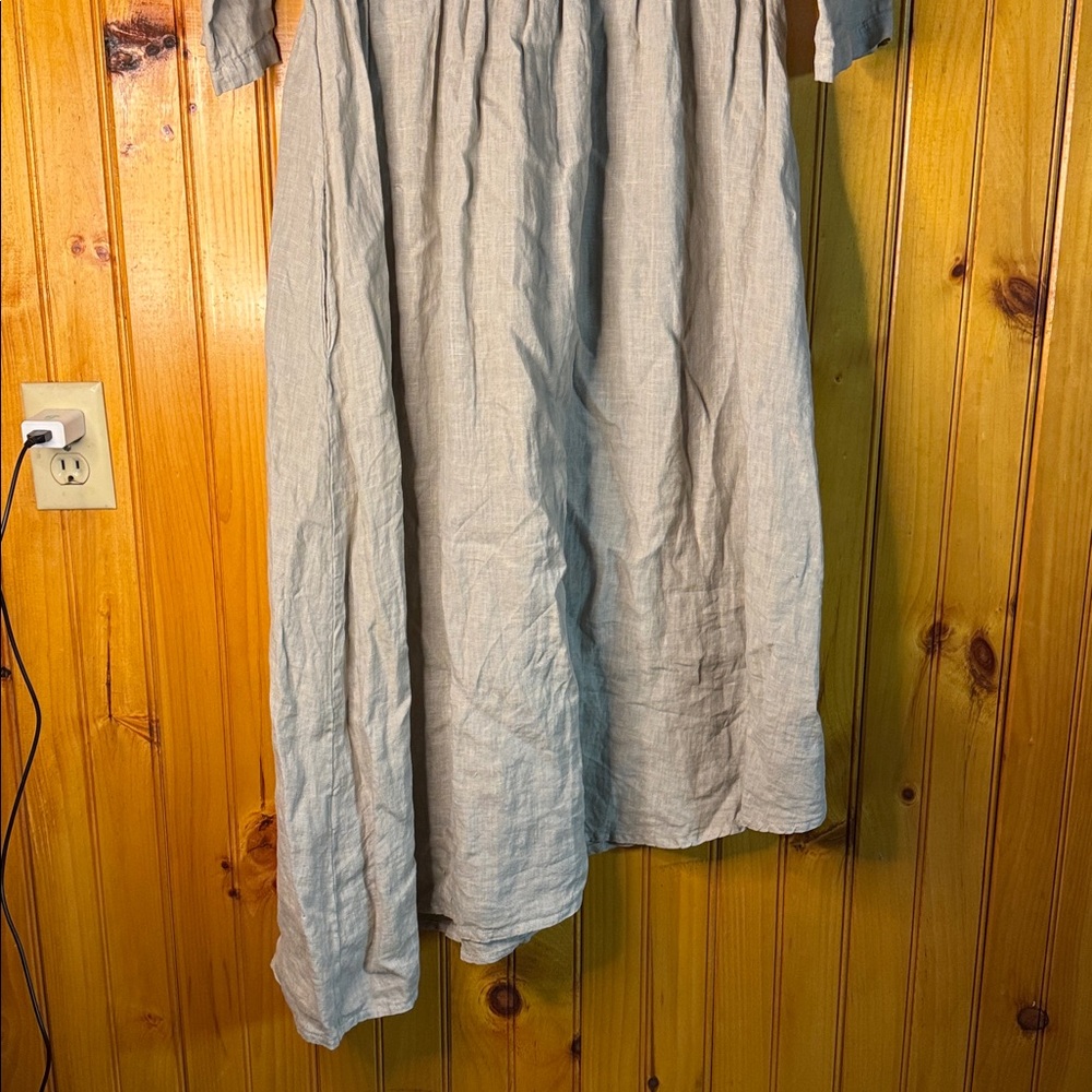 Aria Handmade Cream Textured Midi Dress 100% Italian Linen - Picture 9 of 9